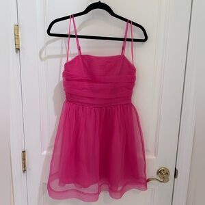 Moon River Vibrant Pink Organza Party Dress